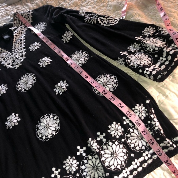 INC INTERNATIONAL CONCEPTS TUNIC TOP EMBROIDERED SIZE SMALL (S) BLACK & SILVER - Picture 9 of 13